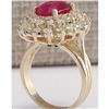Image 3 : 5.72 CTW Natural Ruby And Diamond Ring 14K Solid Yellow Gold