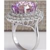 Image 3 : 21.95CTW Natural Kunzite And Diamond Ring 18K Solid White Gold