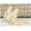 Image 2 : 2.65 CTW Natural Aquamarine And Diamond Earrings 14k Solid Yellow Gold