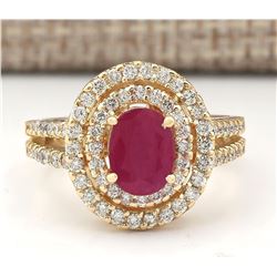 3.08 CTW Natural Ruby Ring In 18K Yellow Gold