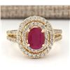Image 1 : 3.08 CTW Natural Ruby Ring In 18K Yellow Gold