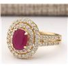 Image 2 : 3.08 CTW Natural Ruby Ring In 18K Yellow Gold