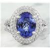 Image 1 : 5.50 CTW Tanzanite 18K White Gold Diamond Ring