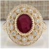 Image 1 : 3.64 CTW Natural Ruby Diamond Ring 18K Solid Yellow Gold