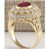 Image 3 : 3.64 CTW Natural Ruby Diamond Ring 18K Solid Yellow Gold