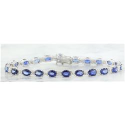 10.67 CTW Sapphire 18K White Gold Diamond Bracelet
