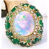 Image 1 : 23.55 CTW Natural Opal, Emerald 14K Solid Yellow Gold Diamond Ring