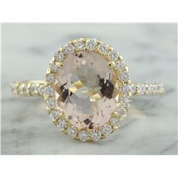 3.01 CTW Morganite 14K yellow Gold Diamond Ring