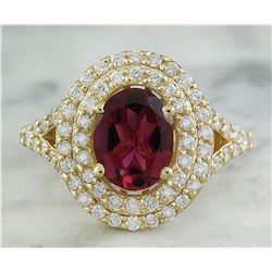 2.43 CTW Tourmaline 14K yellow Gold Diamond Ring