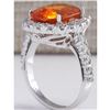 Image 3 : 11.41CTW Natural Mandarin Garnet And Diamond Ring In18K White Gold