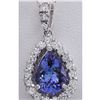 Image 1 : 3.85 CTW Natural Tanzanite And Diamond Pendant In 14K Solid White Gold