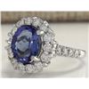 Image 2 : 4.68 CTW Natural Blue Tanzanite And Diamond Ring 18K Solid White Gold
