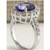 Image 3 : 4.68 CTW Natural Blue Tanzanite And Diamond Ring 18K Solid White Gold