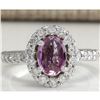 Image 1 : 2.02 CTW Natural Pink Ceylon Sapphire Diamond Ring 18K Solid White Gold