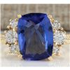 Image 1 : 5.31 CTW Natural Tanzanite And Diamond Ring In 18K Yellow Gold