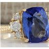 Image 2 : 5.31 CTW Natural Tanzanite And Diamond Ring In 18K Yellow Gold
