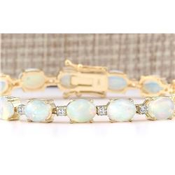 13.80 CTW Natural Opal And Diamond Bracelet In 18K Yellow Gold