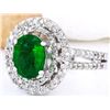 Image 2 : 1.73 CTW Natural Emerald 14K Solid White Gold Diamond Ring