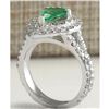 Image 3 : 2.36 CTW Natural Emerald And Diamond Ring 18K Solid White Gold