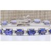 Image 1 : 20.30 CTW Natural Tanzanite And Diamond Bracelet In 14k Solid White Gold