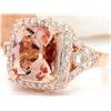 Image 2 : 6.34 CTW Natural Morganite 18K Solid Rose Gold Diamond Ring