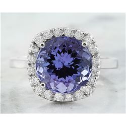 6.02 CTW Tanzanite 18K White Gold Diamond Ring