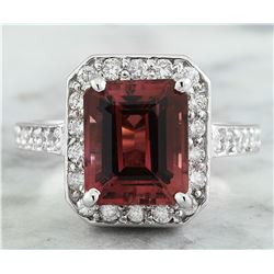 4.45 CTW Tourmaline 18K White Gold Diamond ring