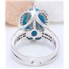Image 3 : 5.52 CTW Natural Turquoise 18K Solid White Gold Diamond Ring