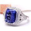 Image 2 : 7.80 CTW Natural Tanzanite 18K Solid White Gold Diamond Ring