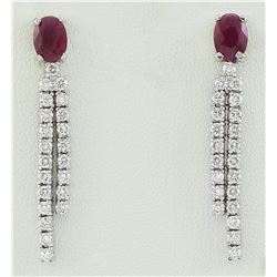 2.55 CTW Ruby 14K White Gold Diamond Earrings