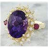 Image 2 : 8.60 CTW Amethyst Ruby 14K Yellow Gold Diamond Ring