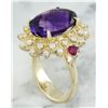 Image 3 : 8.60 CTW Amethyst Ruby 14K Yellow Gold Diamond Ring