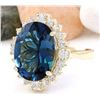 Image 2 : 12.03 CTW Natural Topaz 14K Solid Yellow Gold Diamond Ring