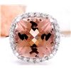 Image 1 : 9.86 CTW Natural Morganite 14K Solid White Gold Diamond Ring