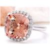 Image 2 : 9.86 CTW Natural Morganite 14K Solid White Gold Diamond Ring