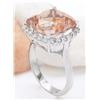 Image 4 : 9.86 CTW Natural Morganite 14K Solid White Gold Diamond Ring