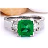 Image 1 : 4.00 CTW Natural Emerald 14K Solid White Gold Diamond Ring