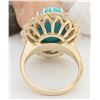 Image 3 : 9.60 CTW Natural Turquoise 14K Solid Yellow Gold Diamond Ring