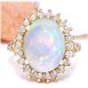 Image 1 : 4.82 CTW Natural Opal 18K Solid Yellow Gold Diamond Ring