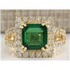 Image 1 : 3.37 CTW Natural Emerald And Diamond Ring In 14K Yellow Gold