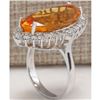 Image 3 : 15.34 CTW Natural Citrine And Diamond Ring 14K Solid White Gold