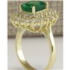 Image 3 : 4.39CTW Natural Emerald And Diamond Ring 18K Solid Yellow Gold