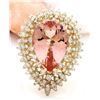 Image 1 : 9.66 CTW Natural Morganite 14K Solid Yellow Gold Diamond Ring