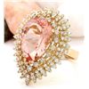 Image 2 : 9.66 CTW Natural Morganite 14K Solid Yellow Gold Diamond Ring