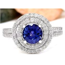 2.55 CTW Natural Tanzanite 14K Solid White Gold Diamond Ring