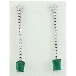 5.15 CTW Emerald 18K White Gold Diamond Earrings