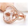 Image 2 : 8.19 CTW Natural Morganite 14K Solid Rose Gold Diamond Ring