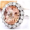 Image 2 : 8.72 CTW Natural Morganite 18K Solid White Gold Diamond Ring