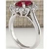 Image 3 : 2.81 CTW Natural Red Ruby And Diamond Ring 14K Solid White Gold
