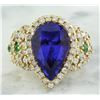 Image 1 : 8.47 CTW Tanzanite, Emerald 14K Yellow Gold Diamond Ring